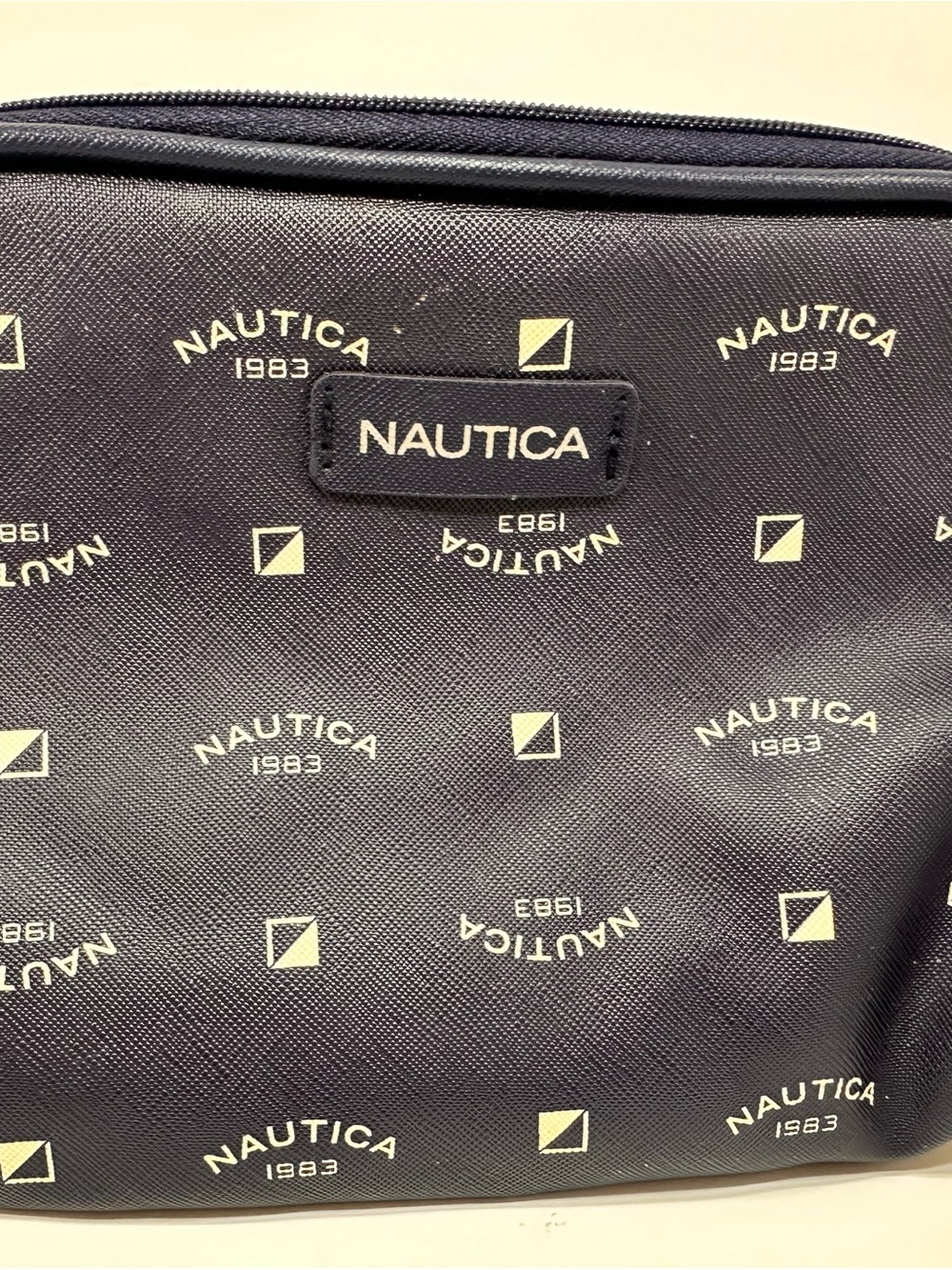 Nautica Navy and Cream Logo Toiletry Pouch